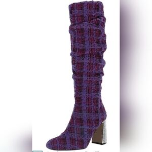 Betsey Johnson Plaid Purple Heeled Boots